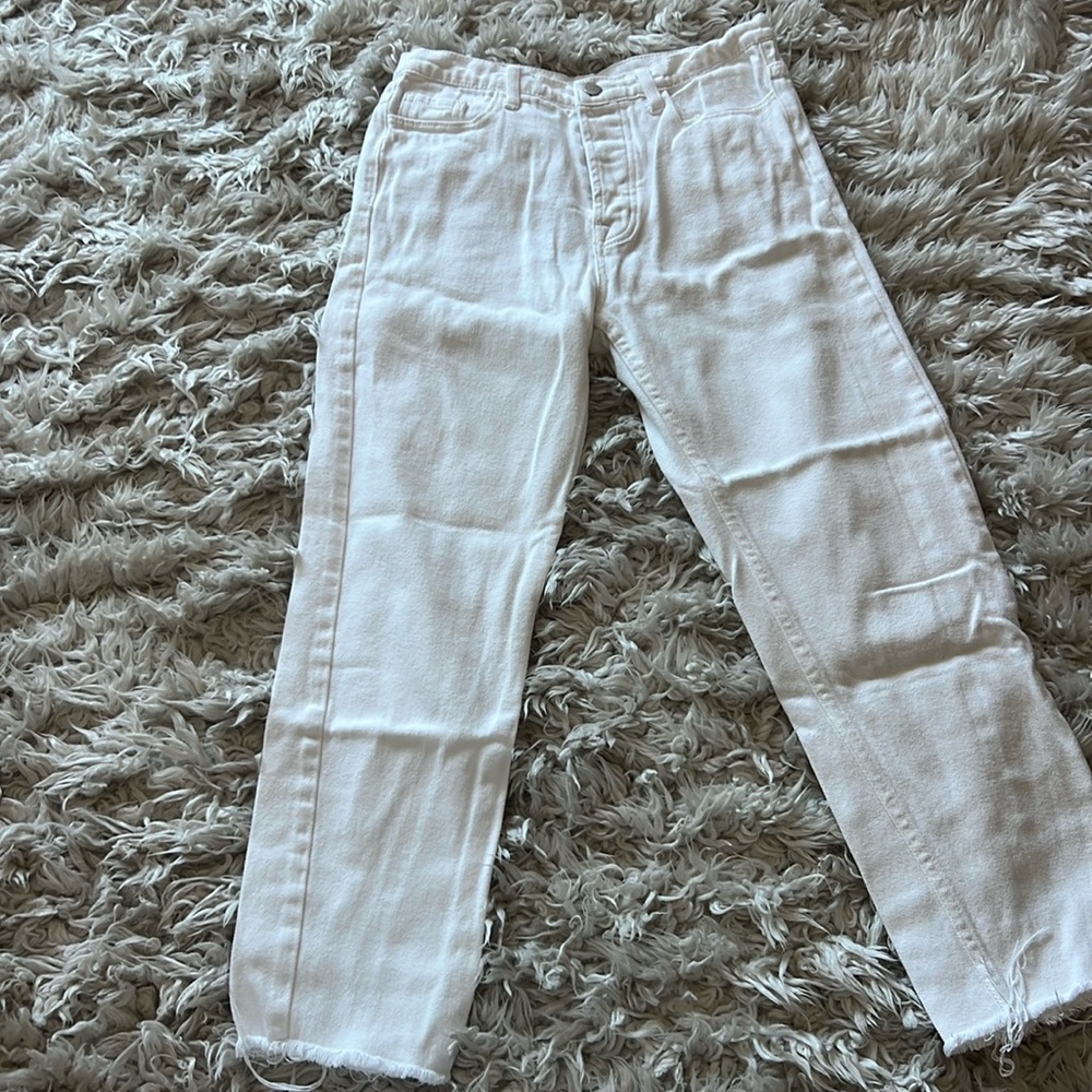 Princess Polly cropped straight leg white jean